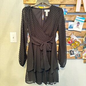 Jessica Simpson Black Tiered Wrap Dress